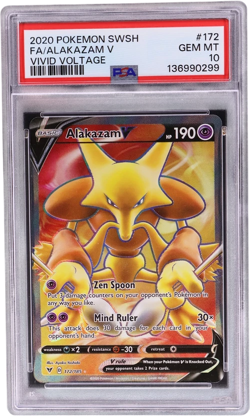 2020 Pokemon Sword & Shield VIVID Voltage #172 Full Art / Alakazam V