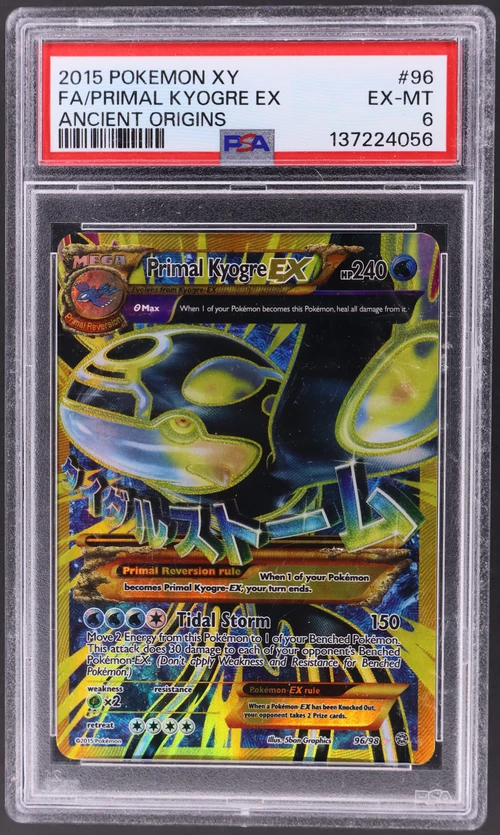 2015 Pokemon Xy Ancient Origins #96 Full Art / Primal Kyogre Ex