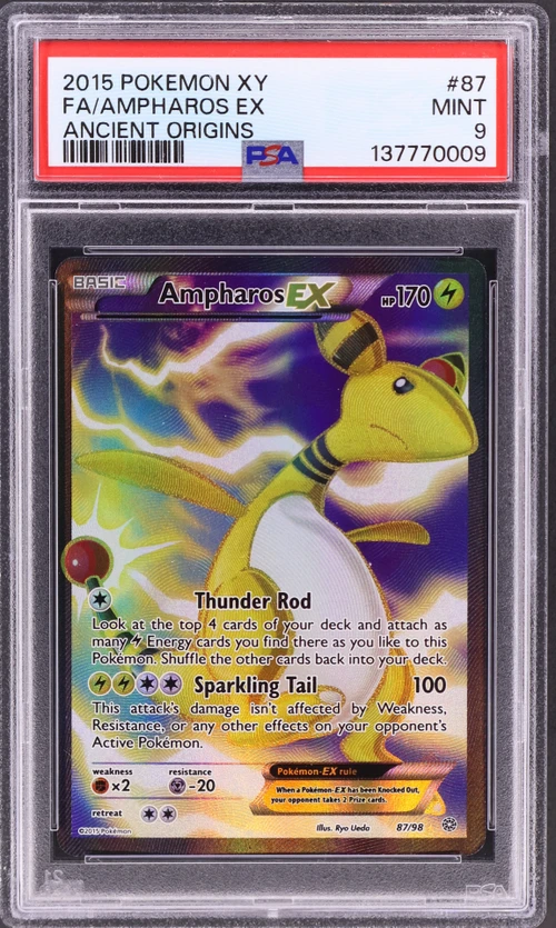 2015 Pokemon Xy Ancient Origins #87 Full Art / Ampharos Ex