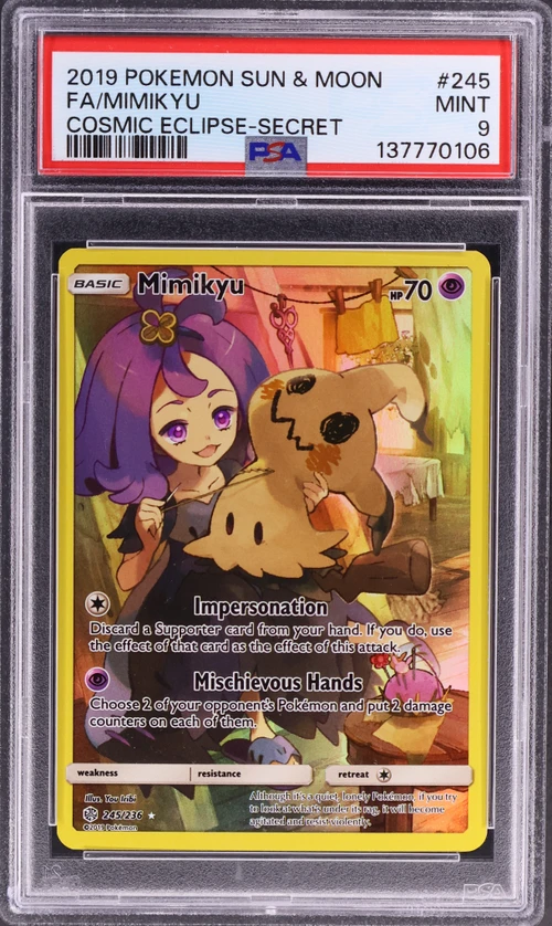 2019 Pokemon Sun & Moon Cosmic Eclipse #245 Full Art / Mimikyu Secret