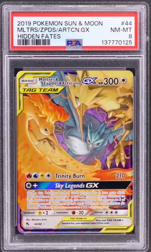 2019 Pokemon Sun & Moon Hidden Fates #44 Moltres & Zapdos & Articuno Gx