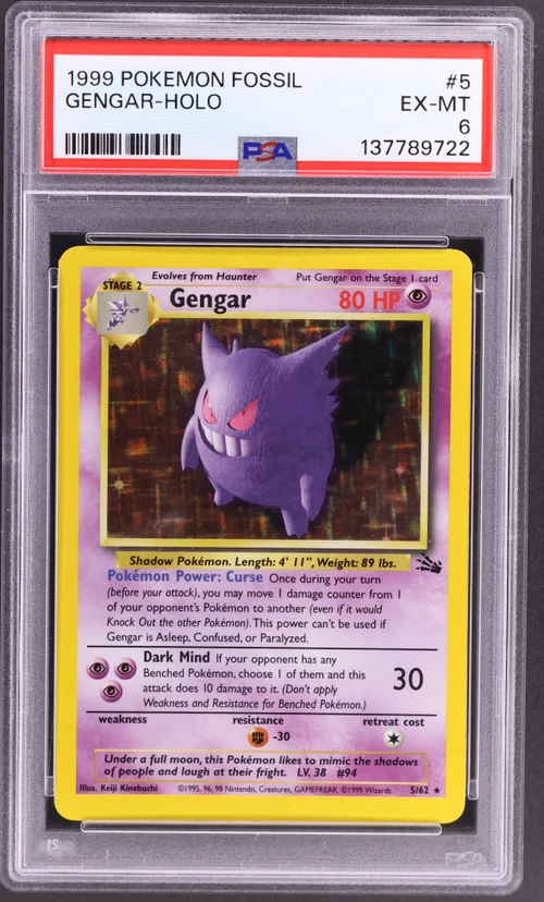1999 Pokemon Fossil #5 Gengar-Holo