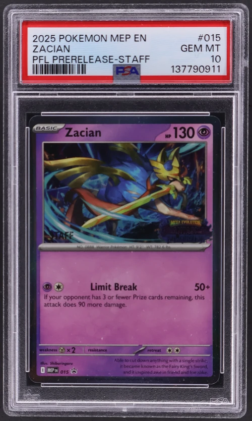 2025 Pokemon Mep En-Me Black Star Promo #015 Zacian Phantasmal Flames Prerelease-Staff