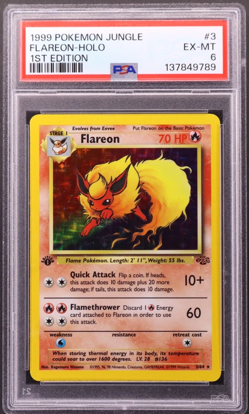 1999 Pokemon Jungle #3 Flareon-Holo 1st Edition
