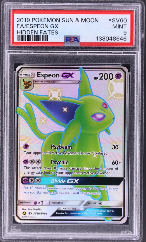 2019 Pokemon Sun & Moon Hidden Fates #SV60 Full Art / Espeon Gx