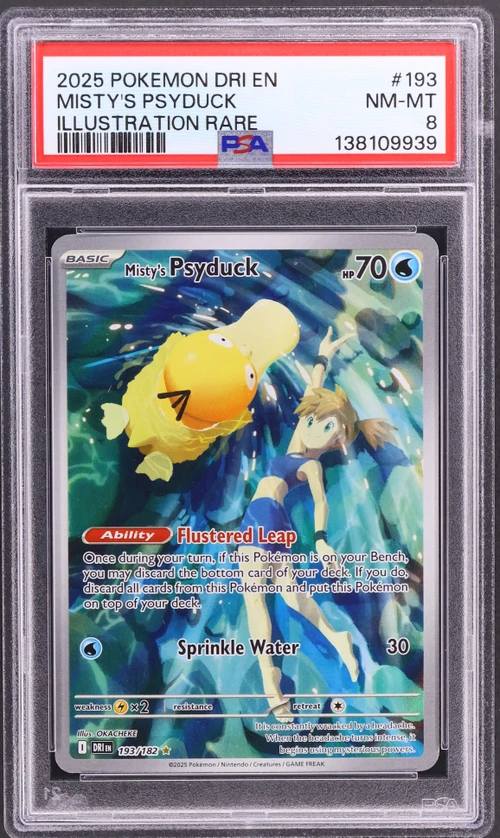 2025 Pokemon Dri En-Destined Rivals #193 Misty's Psyduck Illustration Rare (PSA 8)