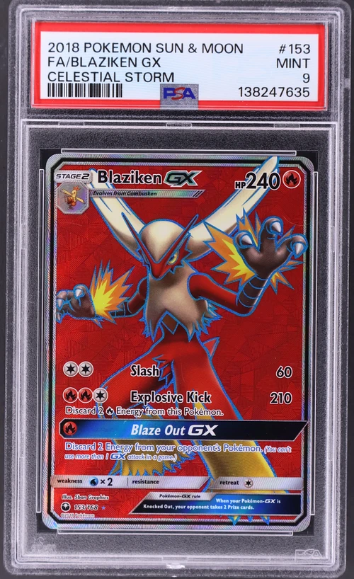 2018 Pokemon Sun & Moon Celestial Storm #153 Full Art / Blaziken Gx