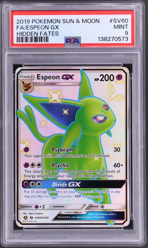 2019 Pokemon Sun & Moon Hidden Fates #SV60 Full Art / Espeon Gx