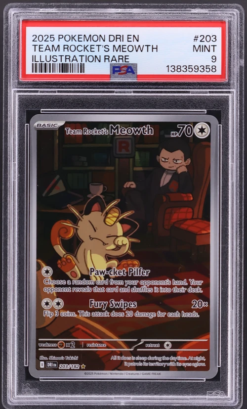 2025 Pokemon Dri En-Destined Rivals #203 Team Rocket's Meowth Illustration Rare