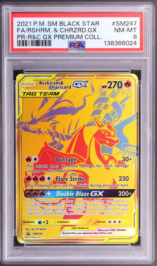 2021 Pokemon Sm Black Star Promo #SM247 Full Art / Reshiram & Charizard Gx Reshiram & Charizard Gx Premium Collection