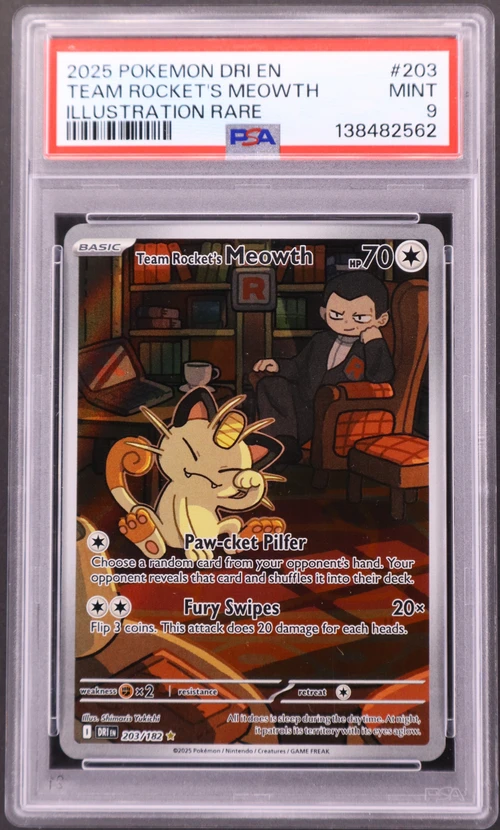 2025 Pokemon Dri En-Destined Rivals #203 Team Rocket's Meowth Illustration Rare