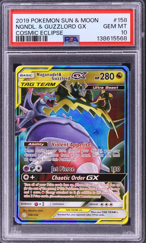 2019 Pokemon Sun & Moon Cosmic Eclipse #158 Naganadel & Guzzlord Gx
