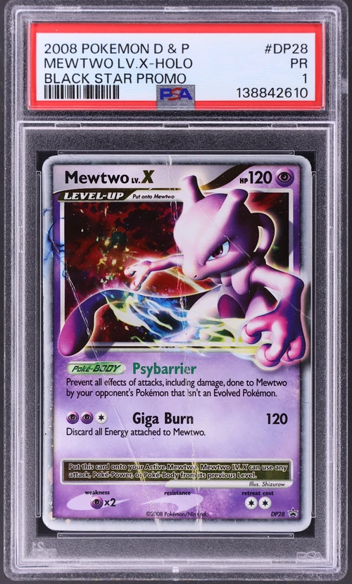 2008 Pokemon Diamond & Pearl Black Star Promo #DP28 Mewtwo Lv.x-Holo
