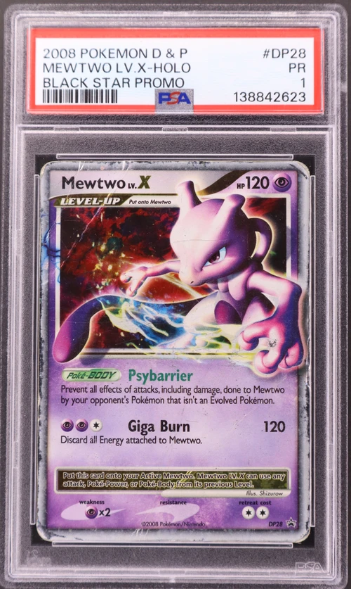 2008 Pokemon Diamond & Pearl Black Star Promo #DP28 Mewtwo Lv.x-Holo