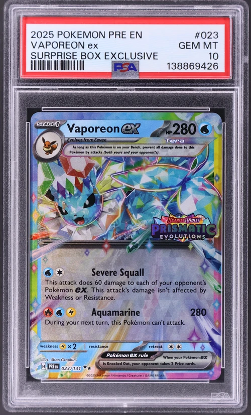 2025 Pokemon Pre En-Prismatic Evolutions #023 Vaporeon Ex Surprise Box Exclusive
