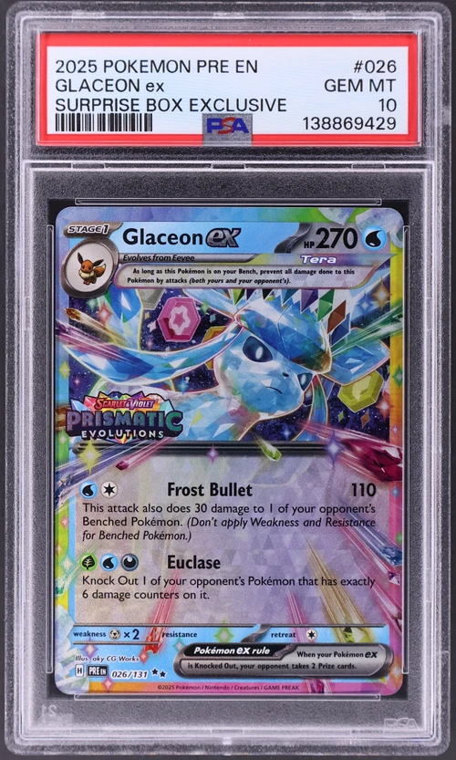 2025 Pokemon Pre En-Prismatic Evolutions #026 Glaceon Ex Surprise Box Exclusive