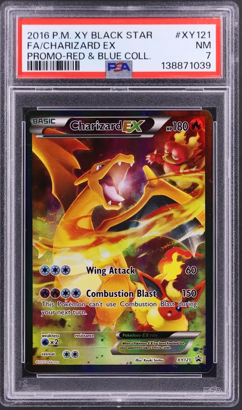 2016 Pokemon Xy Black Star Promo #XY121 Full Art / Charizard Ex Red & Blue Collection