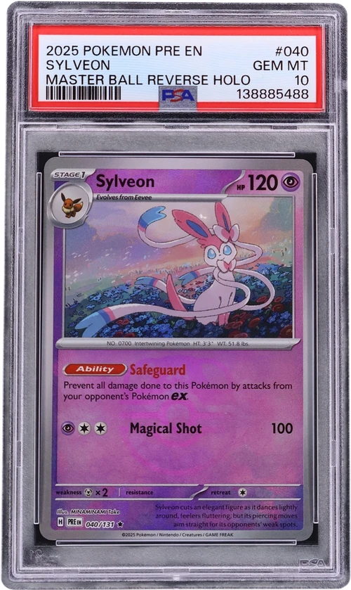 2025 Pokemon Pre En-Prismatic Evolutions #040 Sylveon Master Ball Reverse Holo