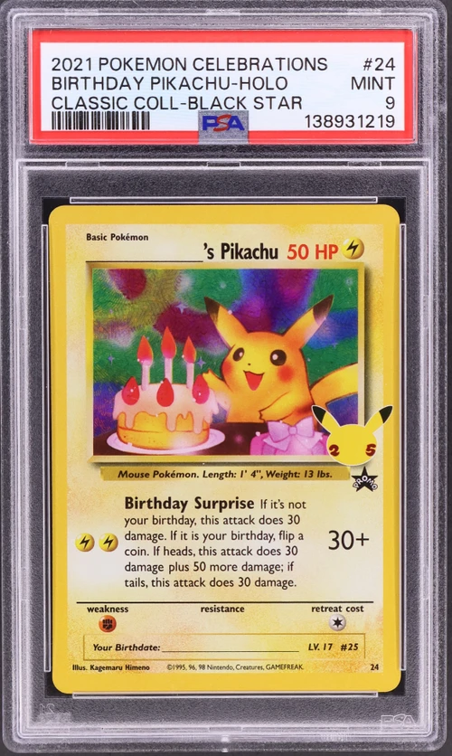 2021 Pokemon Celebrations Classic Collection #24 Birthday Pikachu-Holo (PSA 9)