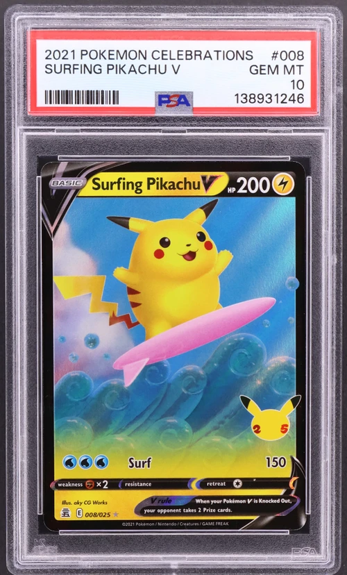 2021 Pokemon Celebrations #008 Surfing Pikachu V