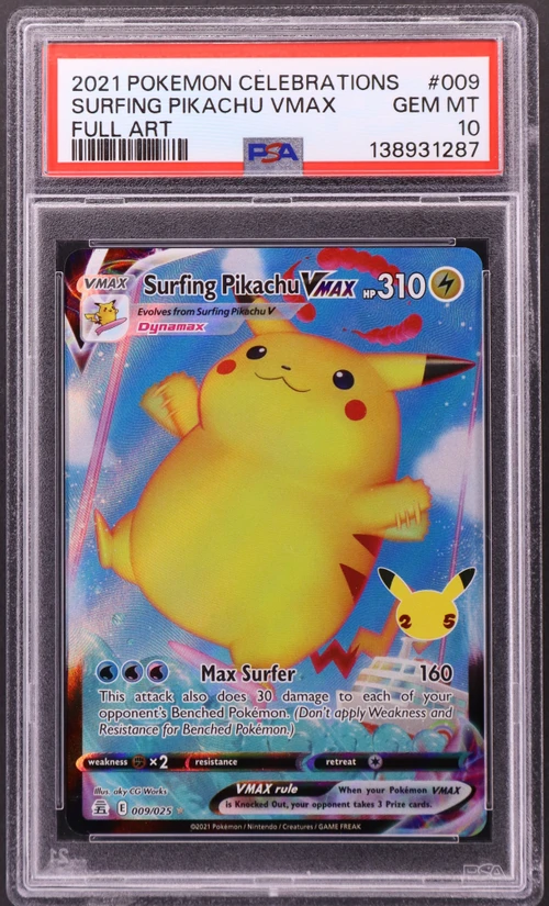 2021 Pokemon Celebrations #009 Full Art / Surfing Pikachu Vmax