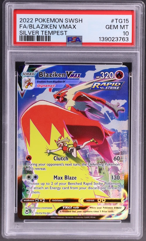 2022 Pokemon Sword & Shield Silver Tempest #TG15 Full Art / Blaziken Vmax
