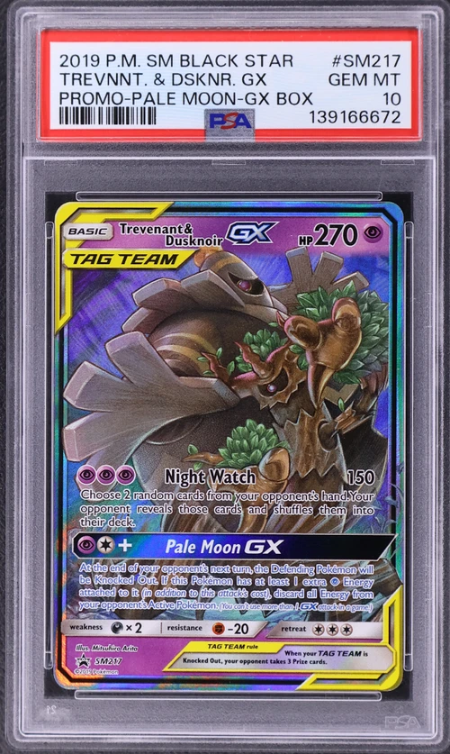 2019 Pokemon Sm Black Star Promo #SM217 Trevenant & Dusknoir Gx Pale Moon-Gx Box (PSA 10)