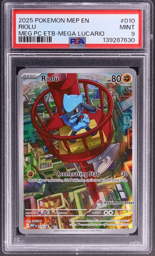2025 Pokemon Mep En-Me Black Star Promo #010 Riolu Mega Evolution Pokemon Center Elite Trainer Box-Mega Lucario