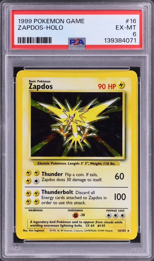 1999 Pokemon Game #16 Zapdos-Holo