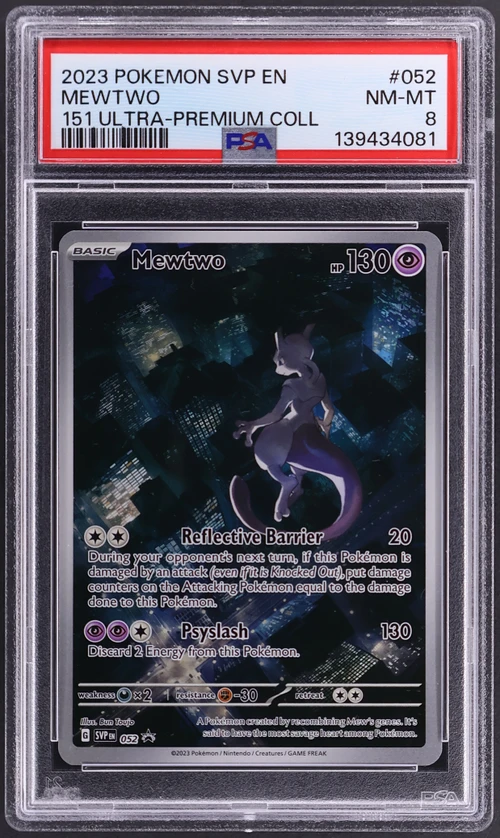 2023 Pokemon Svp En-Sv Black Star Promo #052 Mewtwo 151 Ultra-Premium Collection (PSA 8)