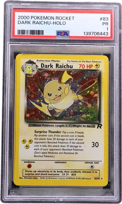 2000 Pokemon Rocket #83 Dark Raichu-Holo