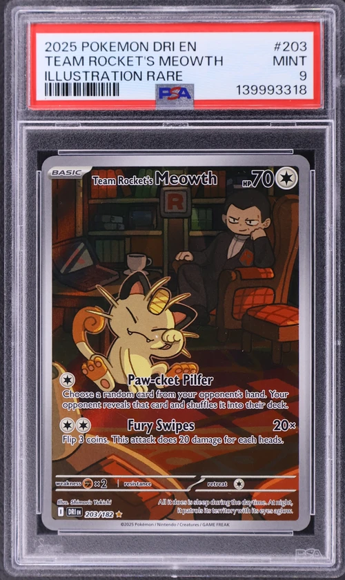 2025 Pokemon Dri En-Destined Rivals #203 Team Rocket's Meowth Illustration Rare
