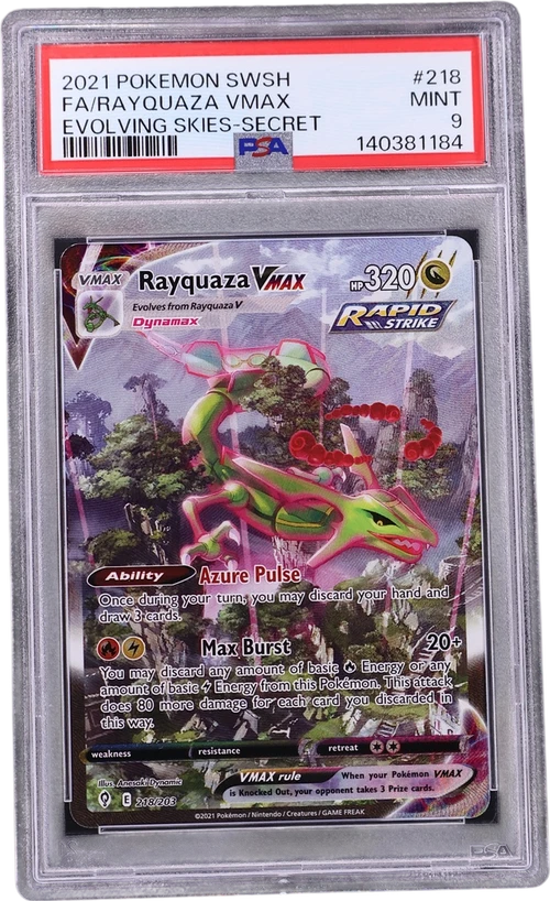 2021 Pokemon Sword & Shield Evolving Skies #218 Full Art / Rayquaza Vmax Secret