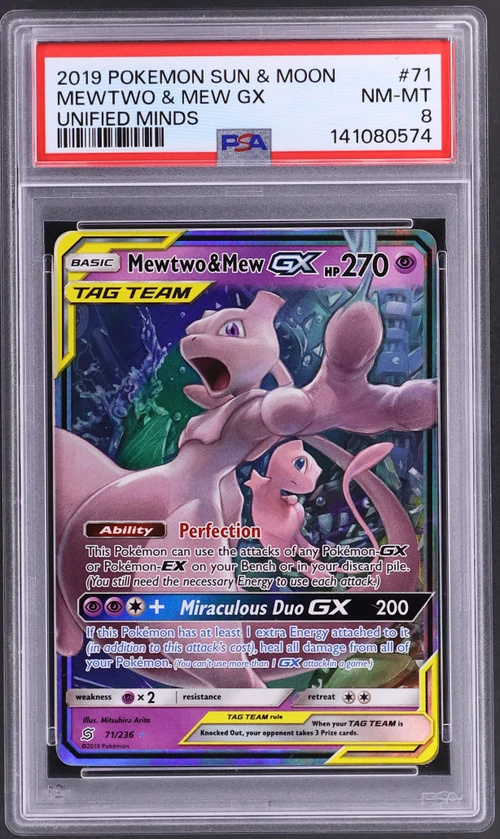 2019 Pokemon Sun & Moon Unified Minds #71 Mewtwo & Mew Gx