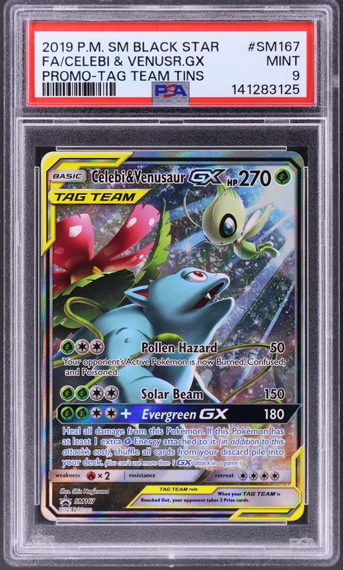 2019 Pokemon Sm Black Star Promo #SM167 Full Art / Celebi & Venusaur Gx Tag Team Tins