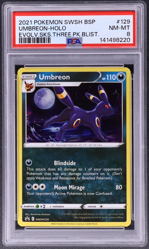 2021 Pokemon Swsh Black Star Promo #129 Umbreon-Holo Evolving Skies Three Pack Blisters
