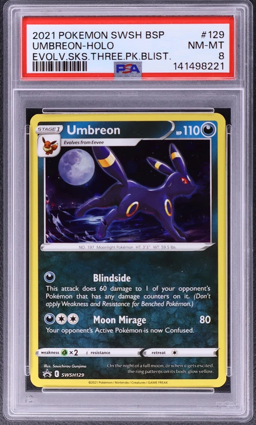 2021 Pokemon Swsh Black Star Promo #129 Umbreon-Holo Evolving Skies Three Pack Blisters