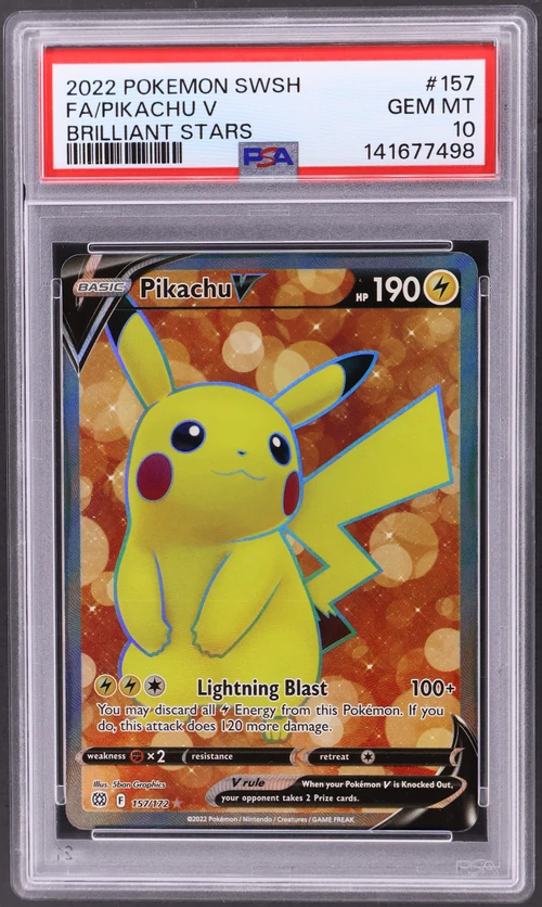 2022 Pokemon Sword & Shield Brilliant Stars #157 Full Art / Pikachu V