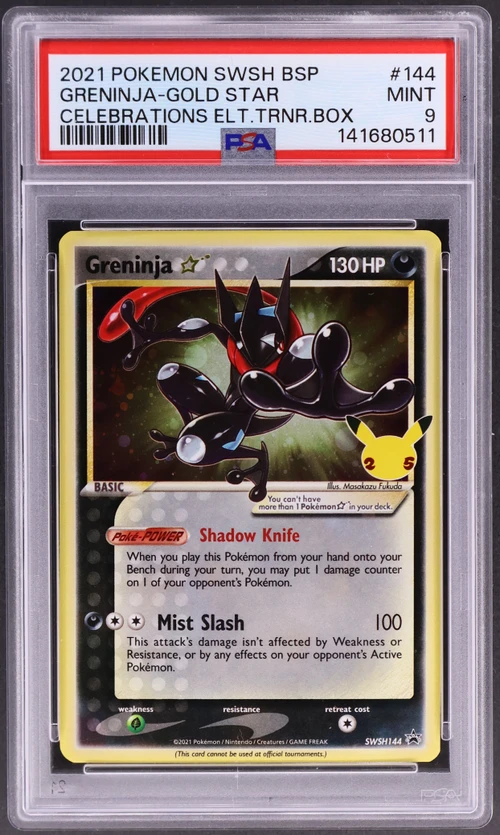 2021 Pokemon Swsh Black Star Promo #144 Greninja-Gold Star Celebrations Elite Trainer Box