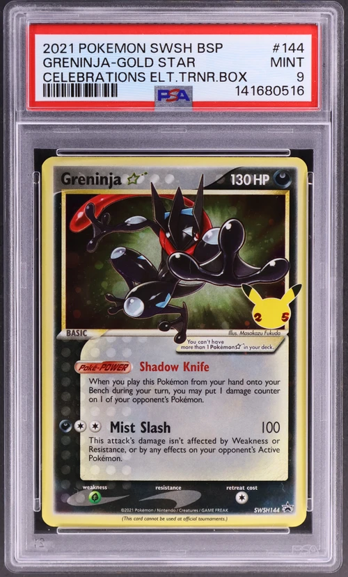 2021 Pokemon Swsh Black Star Promo #144 Greninja-Gold Star Celebrations Elite Trainer Box