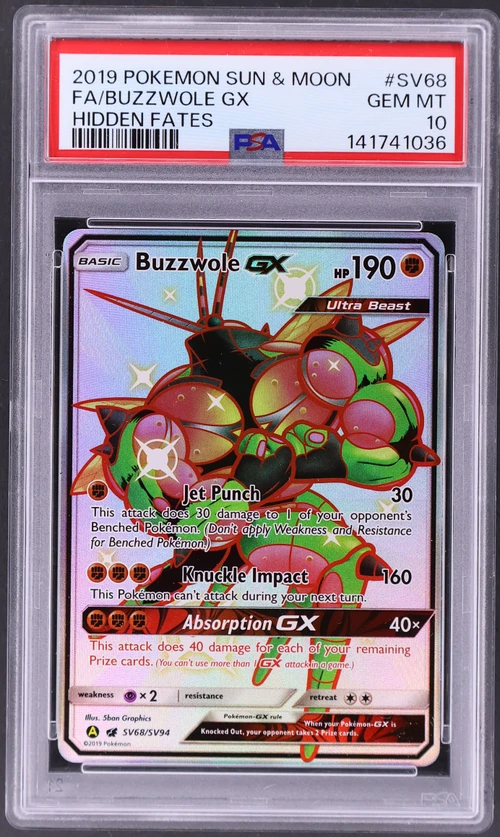 2019 Pokemon Sun & Moon Hidden Fates #SV68 Full Art / Buzzwole Gx