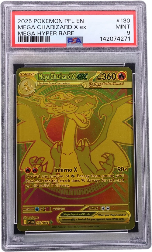 2025 Pokemon Pfl En-Phantasmal Flames #130 Mega Charizard X Ex Mega Hyper Rare