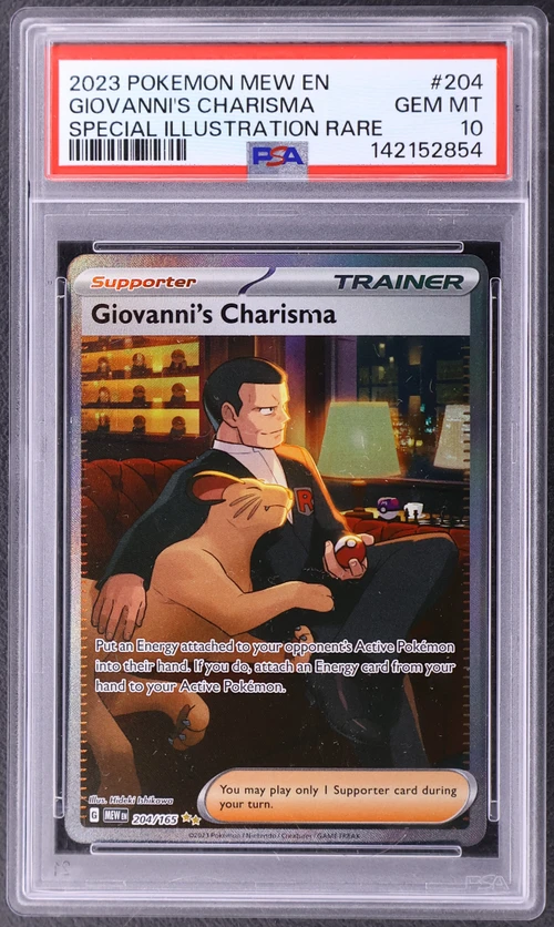 2023 Pokemon Mew En-151 #204 Giovanni's Charisma Special Illustration Rare