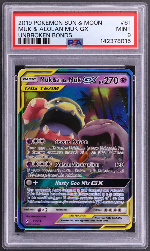 2019 Pokemon Sun & Moon Unbroken Bonds #61 Muk & Alolan Muk Gx