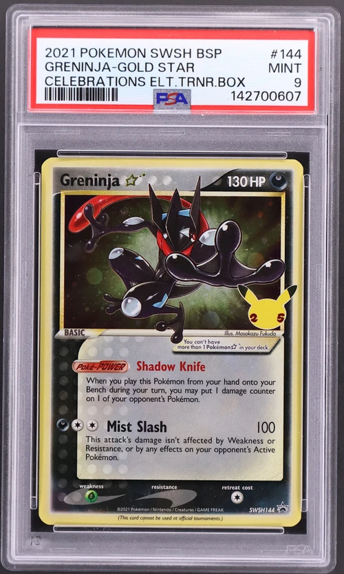 2021 Pokemon Swsh Black Star Promo #144 Greninja-Gold Star Celebrations Elite Trainer Box