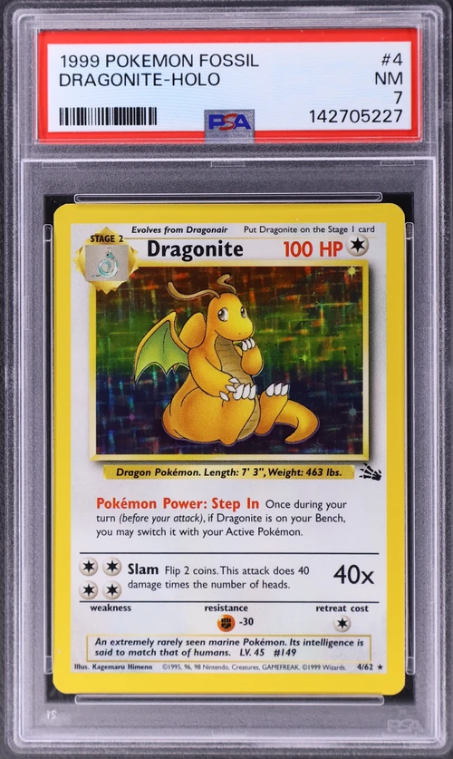 1999 Pokemon Fossil #4 Dragonite-Holo