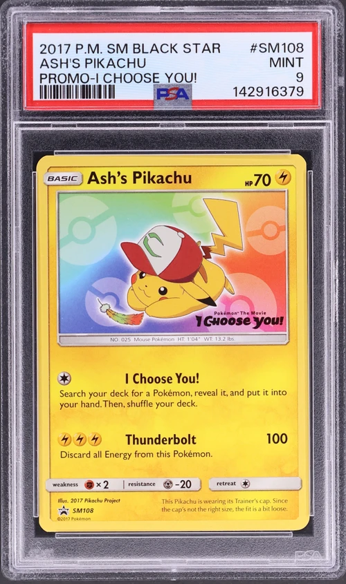 2017 Pokemon Sm Black Star Promo #SM108 Ash's Pikachu I Choose You!