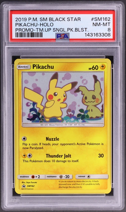 2019 Pokemon Sm Black Star Promo #SM162 Pikachu-Holo Team up Single Pack Blisters