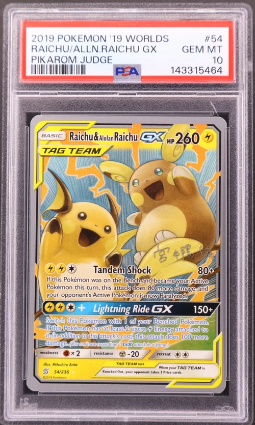 2019 Pokemon 2019 World Championships Deck: Pikarom Judge #54 Raichu & Alolan Raichu Gx