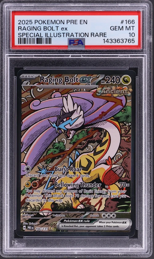 2025 Pokemon Pre En-Prismatic Evolutions #166 Raging Bolt Ex Special Illustration Rare